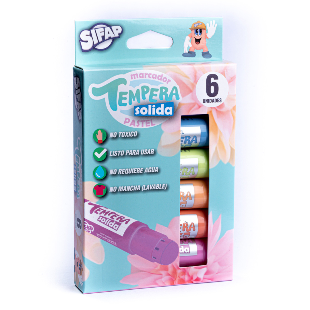  TEMPERA SIFAP SOLIDA X6 COLORES PASTEL