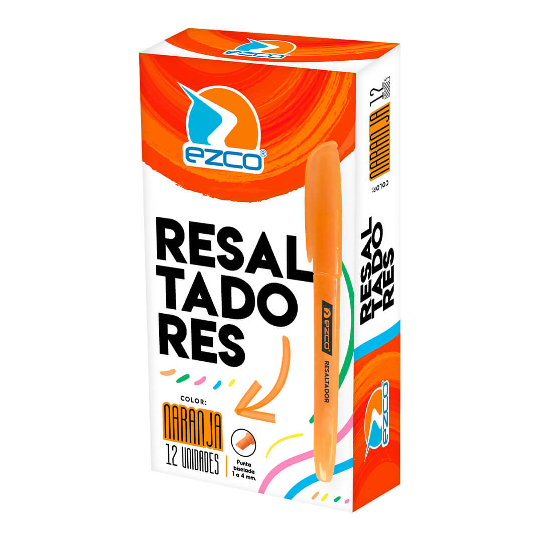  RESALTADOR FINO EZCO X12 FLUO NARANJA