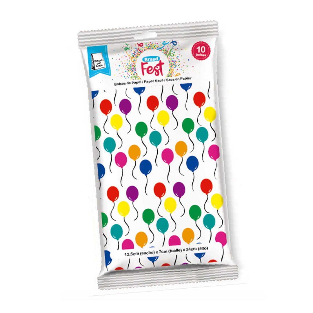  BOLSA COTILLON BRANDPACK 12X7X24 X10  GLOBOS