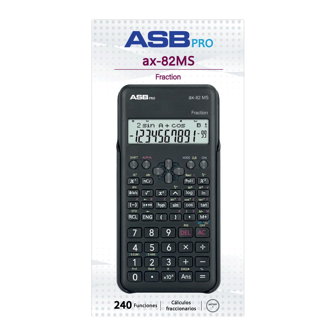  CALCULADORA ASB PRO CIENTIFICA AX-82MS;
240 FUNCIONES