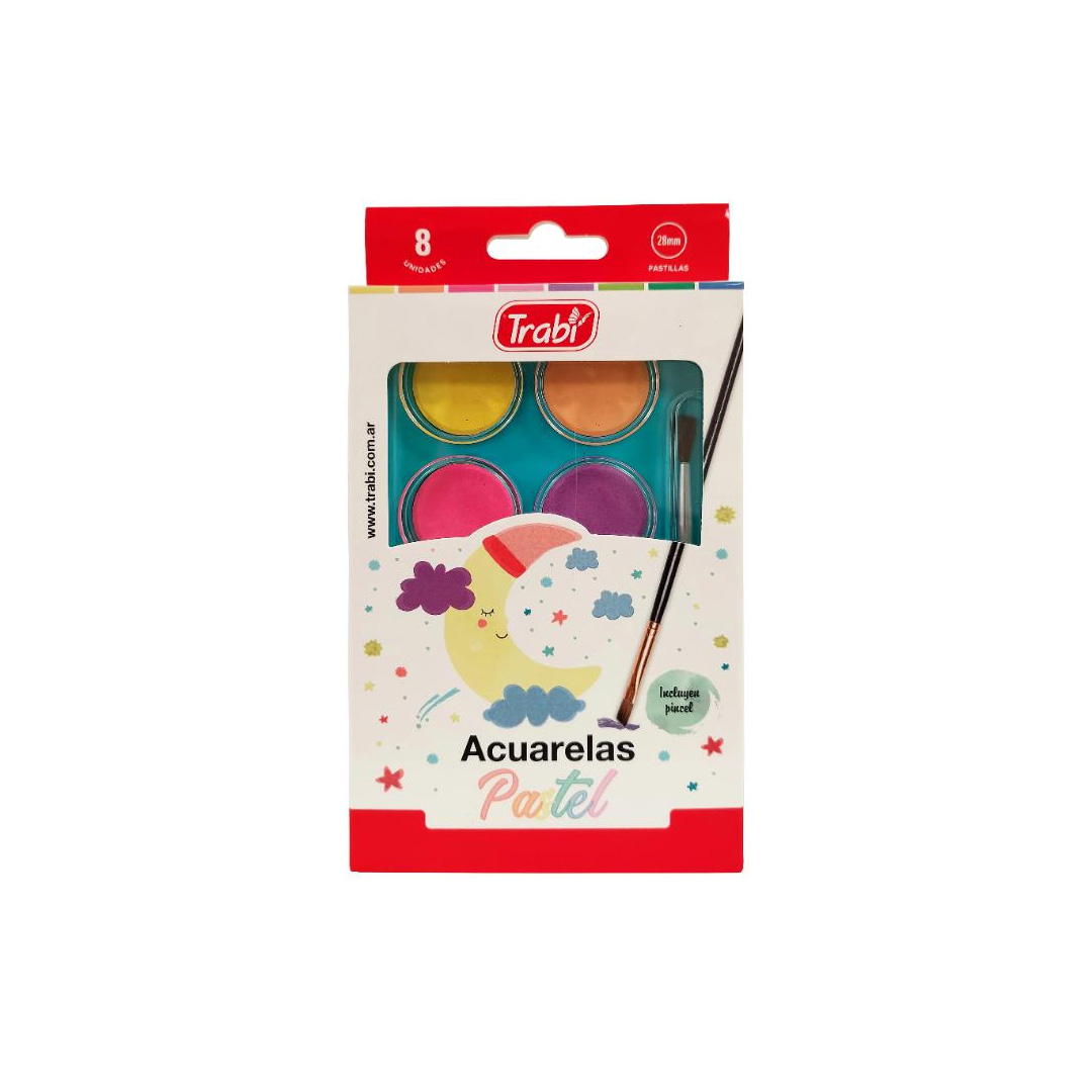  ACUARELA TRABI PASTEL ESTUCHE RIGIDO X8 COLORES