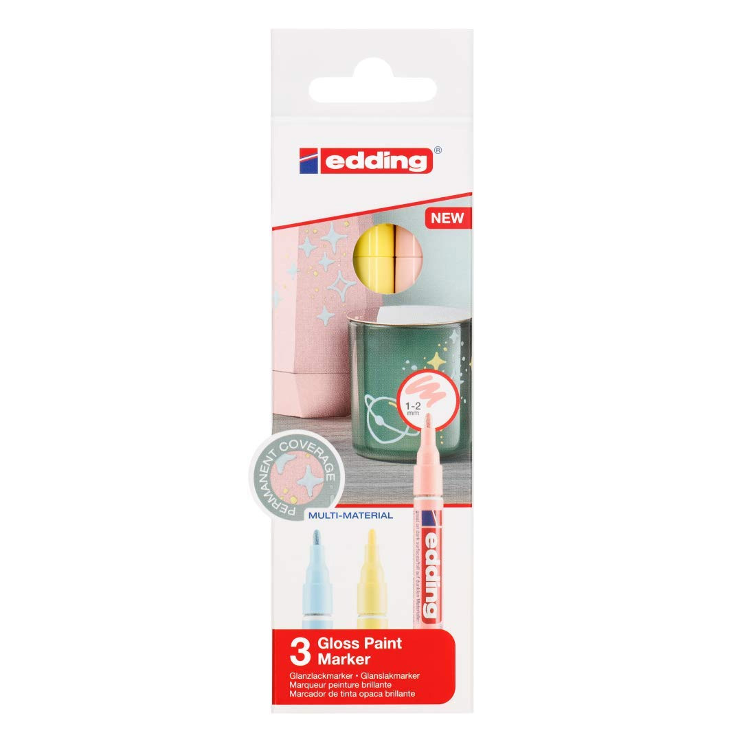  MARCADOR PERMANENTE EDDING ESMALTE FINO E-751 X3 COLORES SURTIDO PASTEL