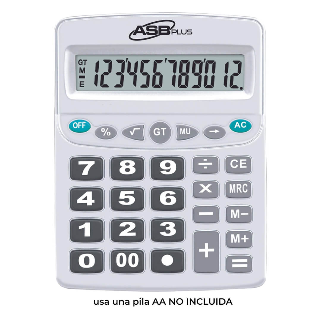  CALCULADORA ASB GRANDE PLATA AS-120C 12 DIGITOS