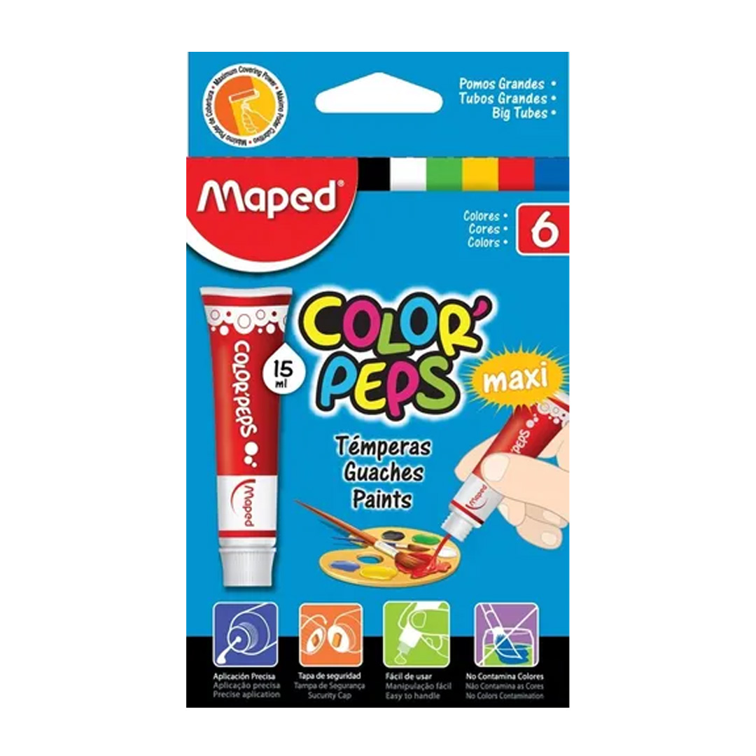  TEMPERA MAPED 15ML X6 COLORES SURTIDOS