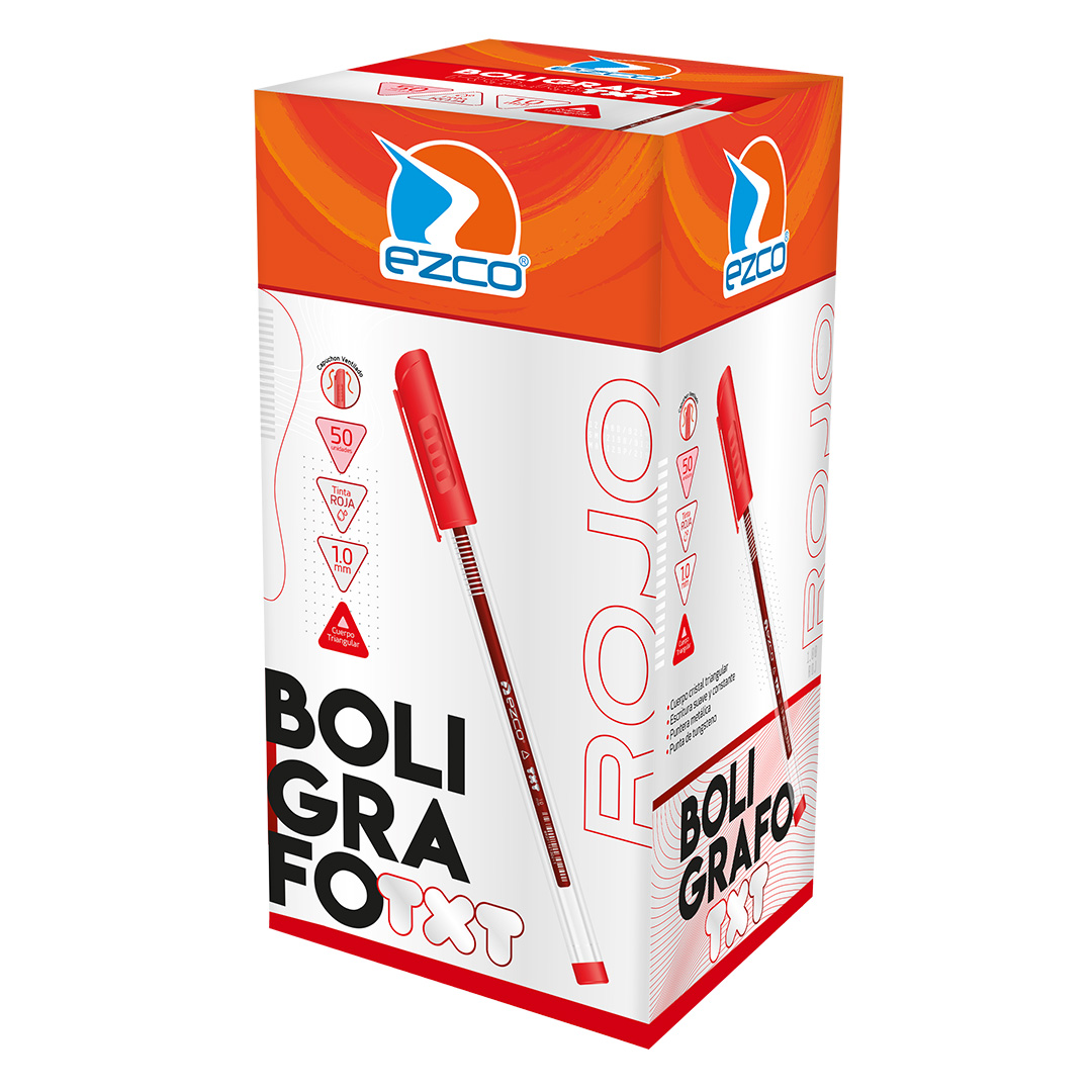  BOLIGRAFO EZCO TXT 1MM ROJO X50 032