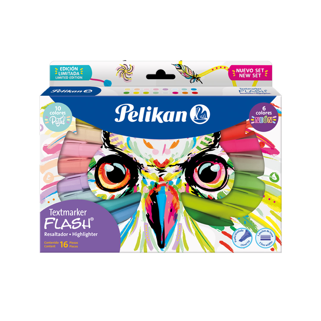  RESALTADOR CHATO PELIKAN X16 BUHO  SURTIDO