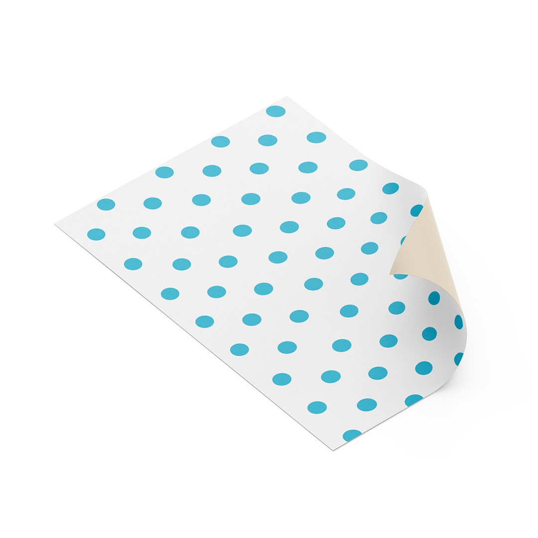  PVC ADHESIVO PLANCHA MURESCO 45X55CM  LUNARES TURQUESA/BLANCO X10HJ