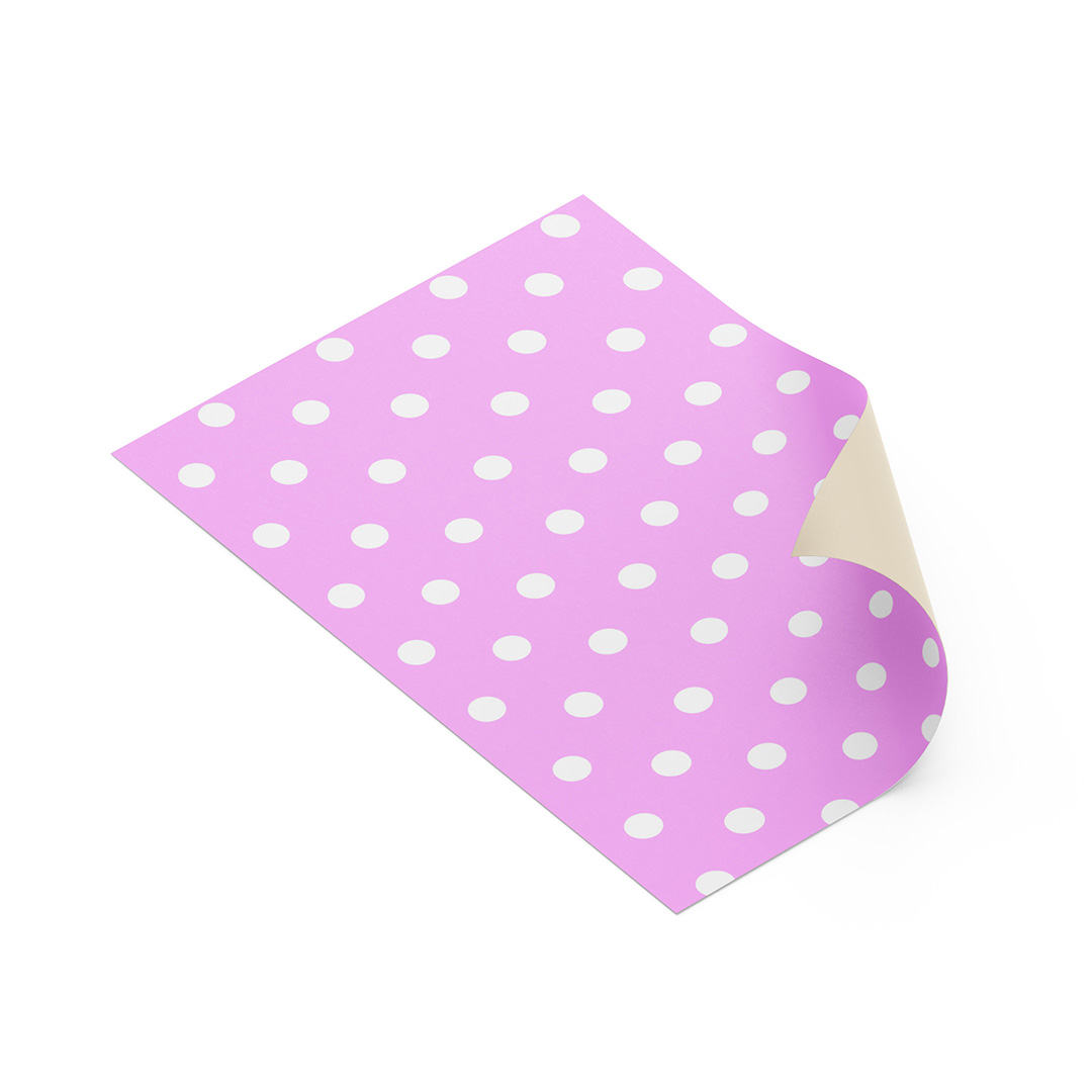  PVC ADHESIVO PLANCHA MURESCO 45X55CM  LUNARES BLANCO/ROSA X 10HJ