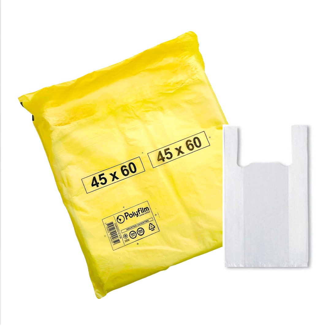  BOLSA CAMISETA POLYFILM 45X60 CM PACKX70 UNIDADES - BOLSON X10 PACK