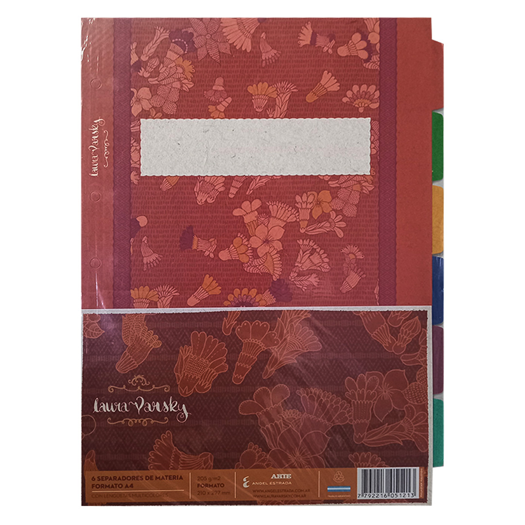  SEPARADOR A4 LAURA VARSKY 6 MATERIAS  TROQUELADOS