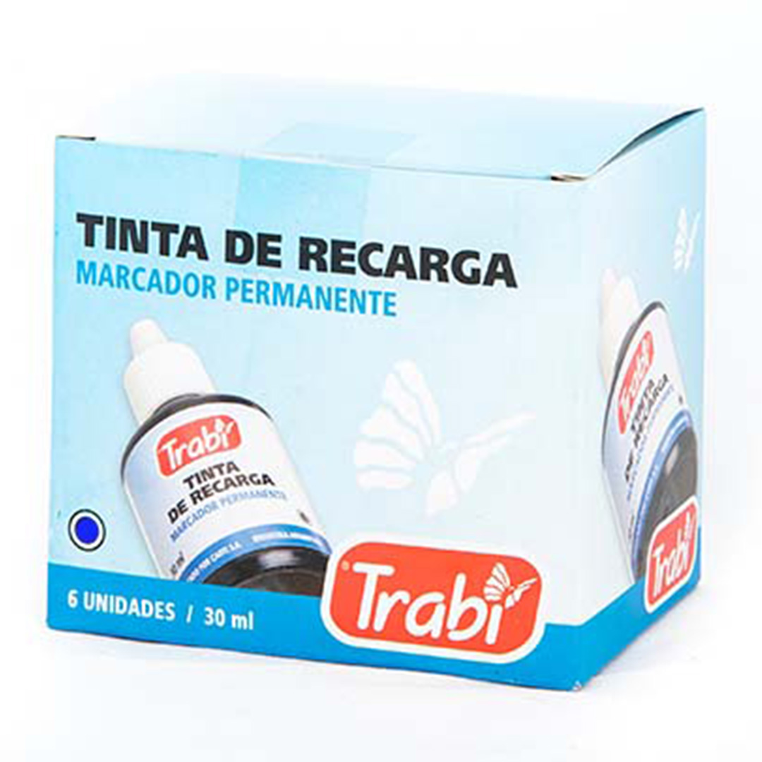  TINTA PARA MARCADOR PERMANENTE TRABI  30CM AZUL X6