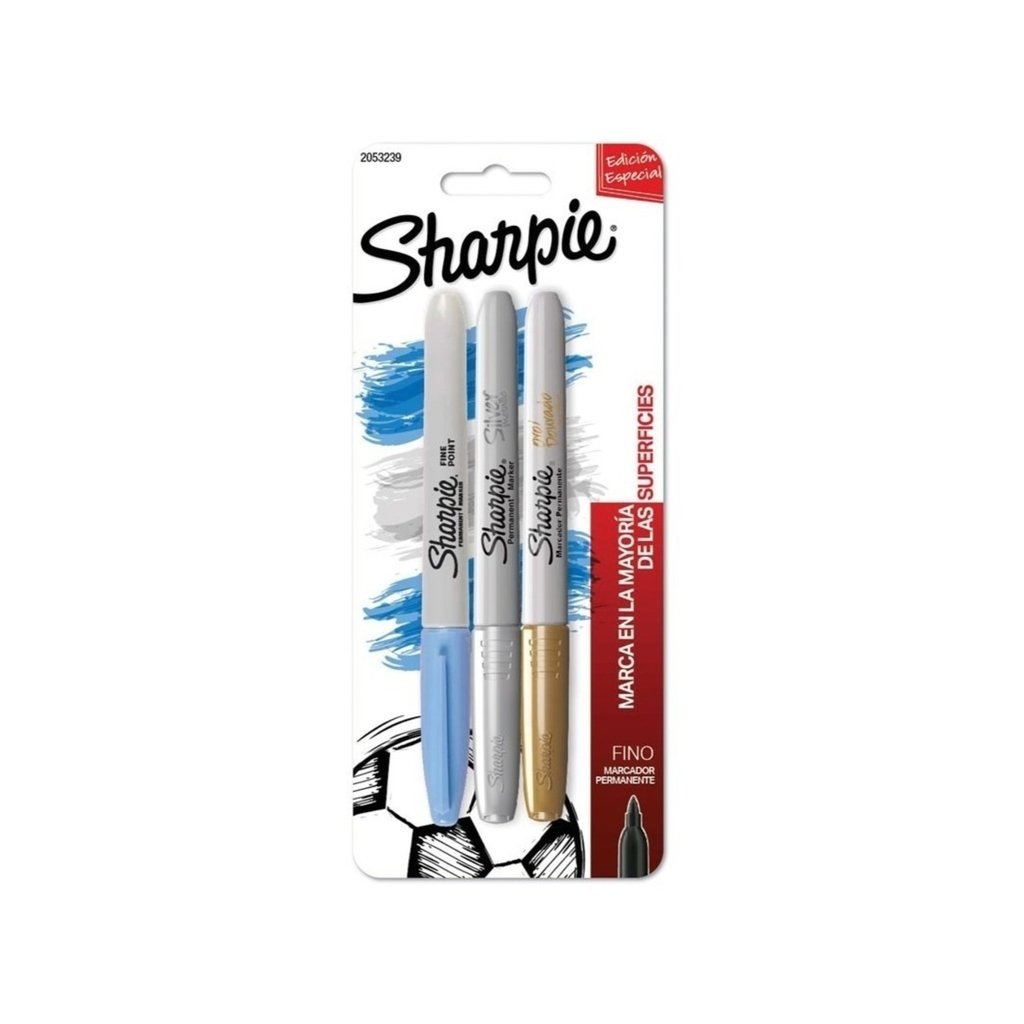  MARCADOR PERMANENTE SHARPIE X3  CELESTE/ORO/PLATA