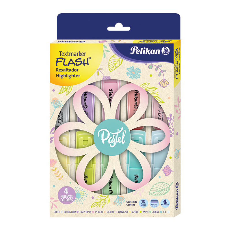 RESALTADOR CHATO PELIKAN BLISTER X10  PASTEL SURTIDO