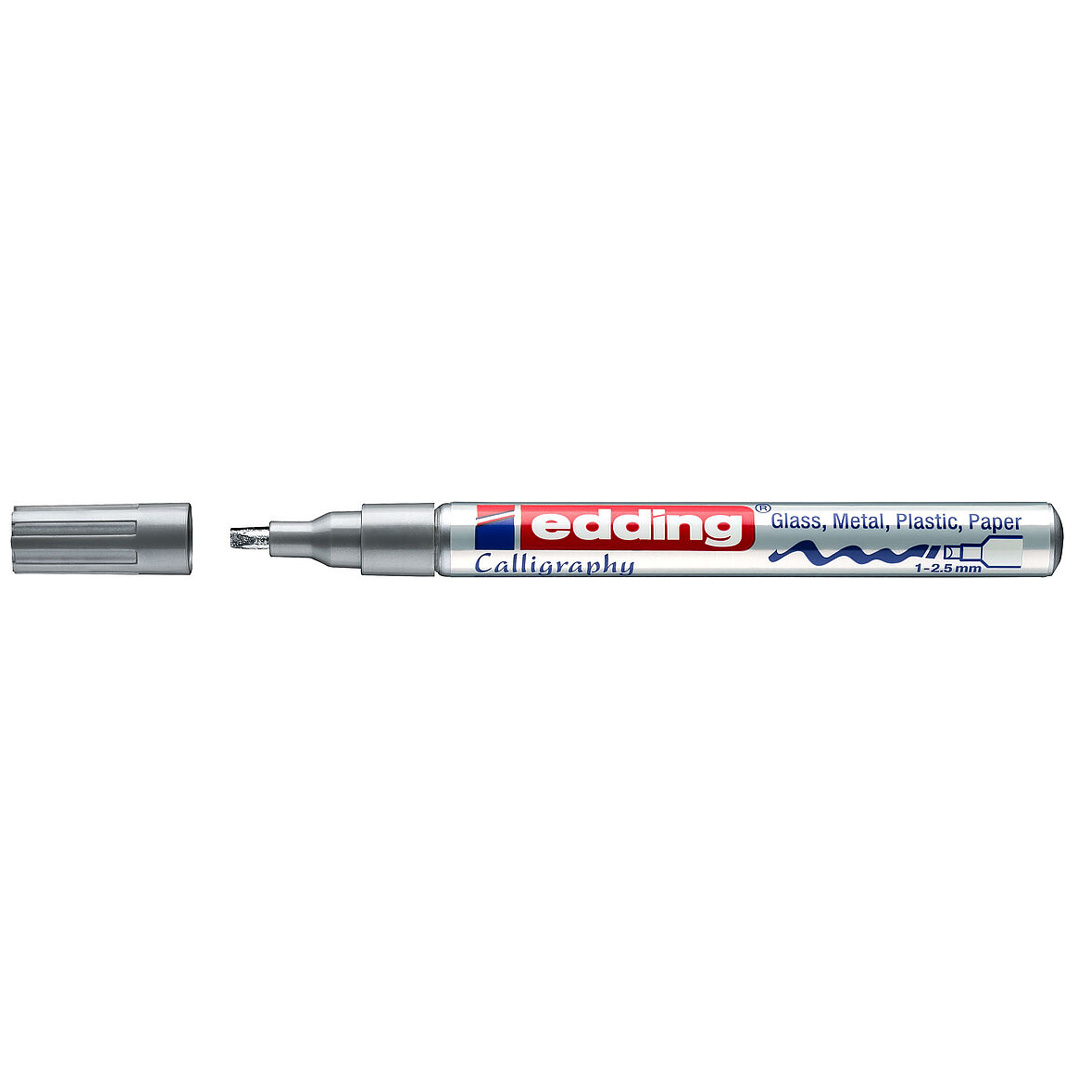  MARCADOR PERMANENTE EDDING ESMALTE FINO BISELADA E-753 PLATA