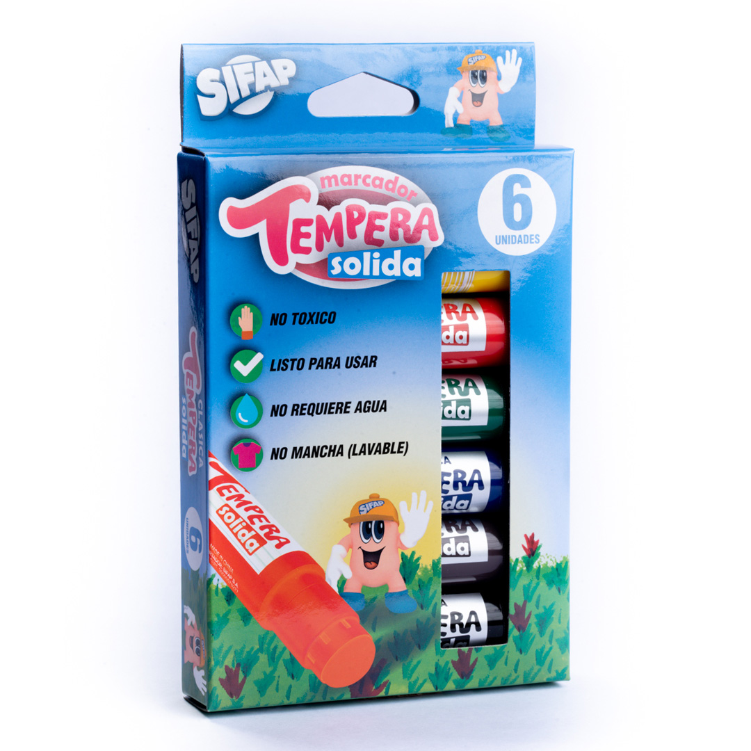  TEMPERA SIFAP SOLIDA X6 COLORES CLASICOS