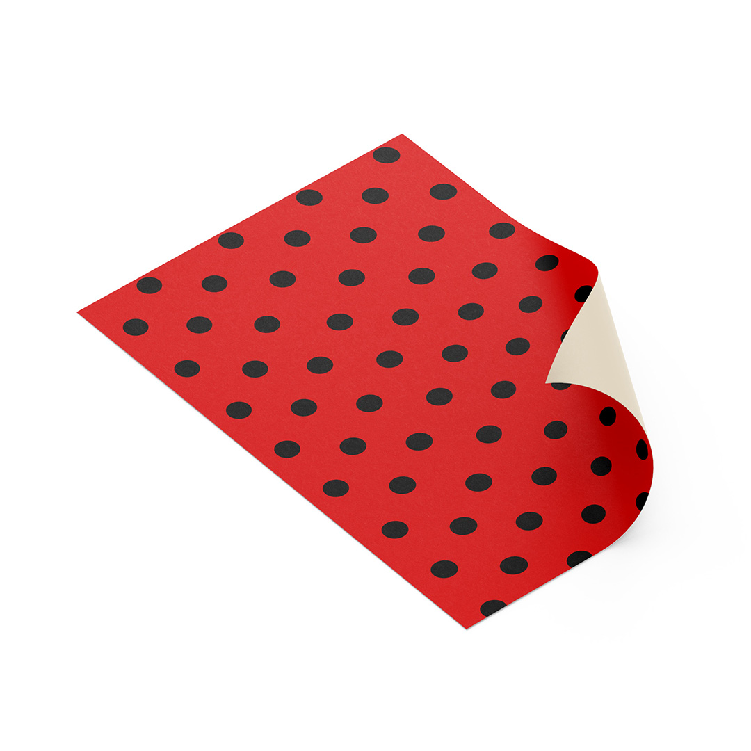  PVC ADHESIVO PLANCHA MURESCO 45X55CM  LUNARES NEGRO/ROJO X10HJ