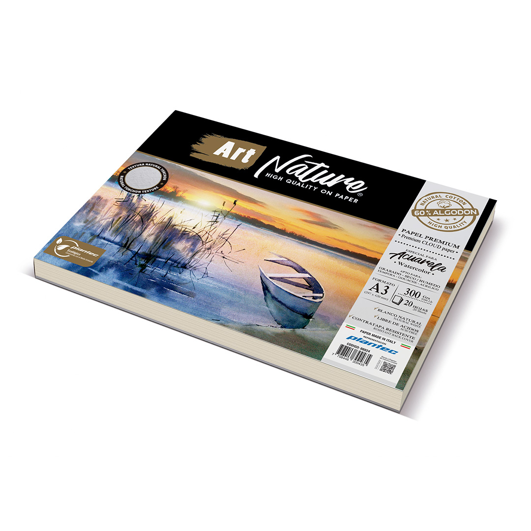  BLOCK DIBUJO ART NATURE 300GR A3 X20  HOJAS - 60% ALGODON